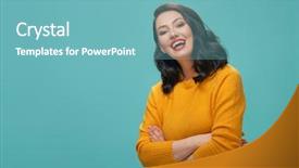  Presentation with turquoise and yellow music - Audience pleasing theme consisting of brown teal - joyful beautiful young woman backdrop and a seafoam green colored foreground