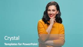  Presentation with turquoise and yellow music - PPT theme having brown teal - joyful beautiful young woman background and a teal colored foreground