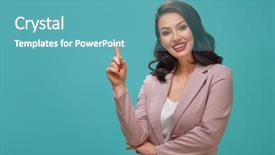  Presentation with pink - Presentation design featuring brown teal - smiling beautiful young woman background and a teal colored foreground