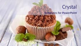  Presentation with teal - Presentation design with brown teal - tasty cupcake with butter cream background and a sky blue colored foreground