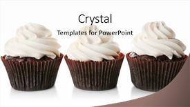  Presentation with cupcakes - Slide set consisting of brown teal - tasty cupcakes isolated on white background and a white colored foreground