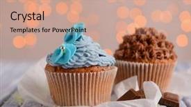  Presentation with teal - PPT theme consisting of brown teal - tasty cupcakes with butter cream background and a coral colored foreground