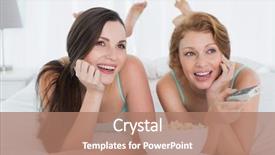  Presentation with satellite remote sensing - PPT theme enhanced with brown teal - two cheerful female friends background and a coral colored foreground