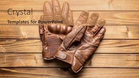  Presentation with vintage motorcycle - Presentation theme featuring brown-vintage-motorcycle-gloves background and a coral colored foreground