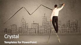  Presentation with music man in suit - Presentation theme consisting of brown wall background with building background and a violet colored foreground