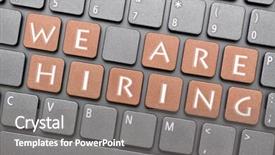  Presentation with hiring - Slide deck enhanced with brown we are hiring key background and a  colored foreground