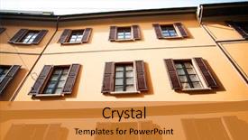  Presentation with yellow wood - Presentation design with brown windows with shutters background and a gold colored foreground