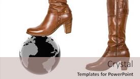  Presentation with earth eyeball - Colorful presentation enhanced with brown woman's boot smash the earth backdrop and a coral colored foreground