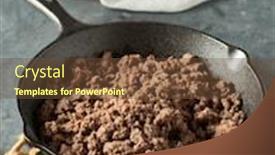  Presentation with ground beef - Slide deck with browned ground beef in cast iron skillet background and a tawny brown colored foreground