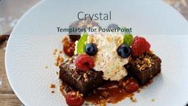  Presentation with modern food - PPT theme featuring brownie-cake-with-salted-caramel background and a lemonade colored foreground