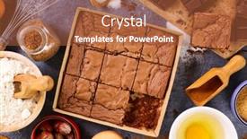  Presentation with cake - Slide set enhanced with brownie-chocolate-cake-with-ingredients background and a red colored foreground