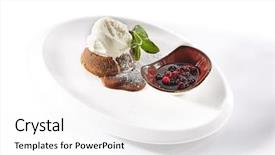  Presentation with ice cream cake - Colorful PPT theme enhanced with brownie dessert fondant or cake backdrop and a white colored foreground