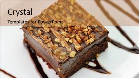  Presentation with sauce - Presentation theme having brownie with chocolate sauce background and a gold colored foreground