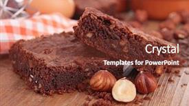  Presentation with cake brownies - Slide deck with brownies and ingredients background and a tawny brown colored foreground