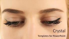 Presentation with eyes - Amazing PPT theme having female eyes with light make backdrop and a  colored foreground