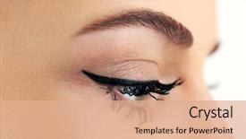  Presentation with eyes - PPT theme featuring female eyes with light make background and a  colored foreground