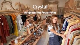  Presentation with customers - Beautiful PPT theme featuring browse - customers browsing in independent clothing backdrop and a coral colored foreground