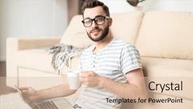  Presentation with net - Amazing presentation having browse - young casual relaxed businessman backdrop and a lemonade colored foreground