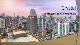  Presentation with washington dc city skyline - Presentation design consisting of brt - bangkok thailand city skyline background and a light blue colored foreground