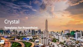  Presentation with bangkok - PPT theme consisting of brt - bangkok thailand city skyline background and a coral colored foreground