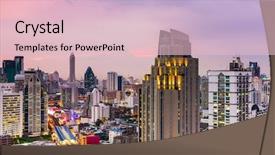  Presentation with bangkok - Presentation design having brt - bangkok thailand city skyline background and a lemonade colored foreground