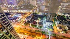  Presentation with bangkok - Slide set consisting of brt - bangkok thailand downtown cityscape background and a coral colored foreground