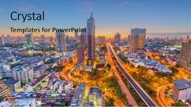  Presentation with bangkok - Cool new slide set with brt - bangkok thailand morning skyline backdrop and a teal colored foreground