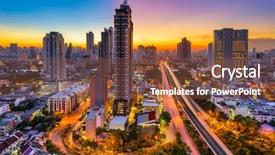  Presentation with bangkok - PPT theme consisting of brt - bangkok thailand skyline from krung background and a tawny brown colored foreground