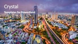  Presentation with twilight saga - Presentation theme featuring brt - bangkok thailand twilight cityscape background and a violet colored foreground