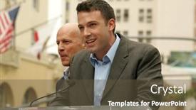  Presentation with hollywood star - Cool new slides with bruce-willis-and-ben-affleck backdrop and a tawny brown colored foreground