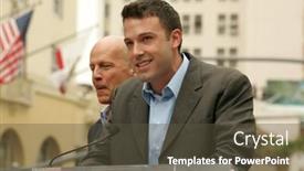  Presentation with fame - Cool new slide deck with bruce-willis-and-ben-affleck backdrop and a tawny brown colored foreground
