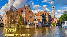  Presentation with bank building - Slide deck enhanced with bruges-belgium-ancient-medieval-european background and a tawny brown colored foreground