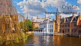  Presentation with sky blue - Presentation with bruges-belgium-ancient-medieval-european and a light blue colored foreground