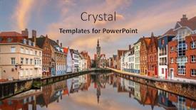  Presentation with canals - Colorful presentation design enhanced with bruges-belgium-historic-canals backdrop and a coral colored foreground