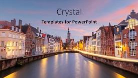  Presentation with canals - Slide deck consisting of bruges-belgium-historic-canals background and a seafoam green colored foreground