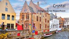  Presentation with blue green - Audience pleasing presentation consisting of bruges belgium medieval vintage brick backdrop and a light blue colored foreground