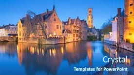  Presentation with belgium - Audience pleasing PPT theme consisting of bruges-belgium-night-scene backdrop and a ocean colored foreground