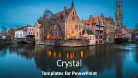  Presentation with belgium - Amazing presentation design having bruges-belgium-night-scene backdrop and a ocean colored foreground