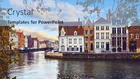  Presentation with belgium - Presentation theme consisting of bruges-belgium-old-town background and a light blue colored foreground