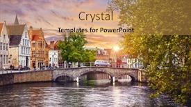  Presentation with belgium - Presentation theme featuring bruges-belgium-old-town background and a yellow colored foreground