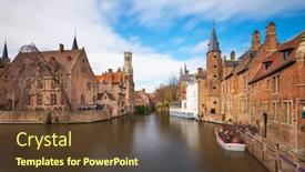  Presentation with belgium - Slide deck having bruges-belgium-scene background and a tawny brown colored foreground