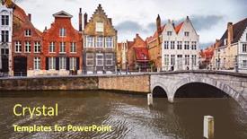  Presentation with sunny sky - Presentation featuring bruges-belgium-vintage-stone-houses background and a tawny brown colored foreground