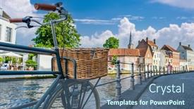  Presentation with belgium - Audience pleasing slides consisting of bruges-brugge-cityscape-with-bike backdrop and a ocean colored foreground