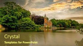  Presentation with cityscape - Colorful theme enhanced with bruges-brugge-cityscape-with-minnewater backdrop and a tawny brown colored foreground