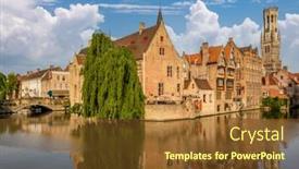  Presentation with canal - Audience pleasing slides consisting of bruges-brugge-cityscape-with-water backdrop and a tawny brown colored foreground