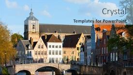 Presentation with world heritage - PPT theme enhanced with bruges-city-in-belgium-world background and a light blue colored foreground