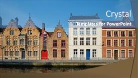  Presentation with europe - Slide deck featuring bruges-typical-belgian-cityscape-europe background and a teal colored foreground