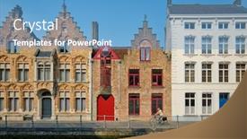  Presentation with europe - PPT layouts enhanced with bruges-typical-belgian-cityscape-europe background and a teal colored foreground