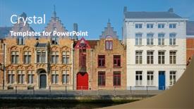  Presentation with canal - Theme with brugge-canal-and-old-houses background and a teal colored foreground