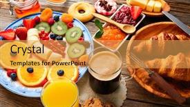  Presentation with croissant - Audience pleasing PPT theme consisting of brunch - breakfast buffet healthy continental coffee backdrop and a yellow colored foreground